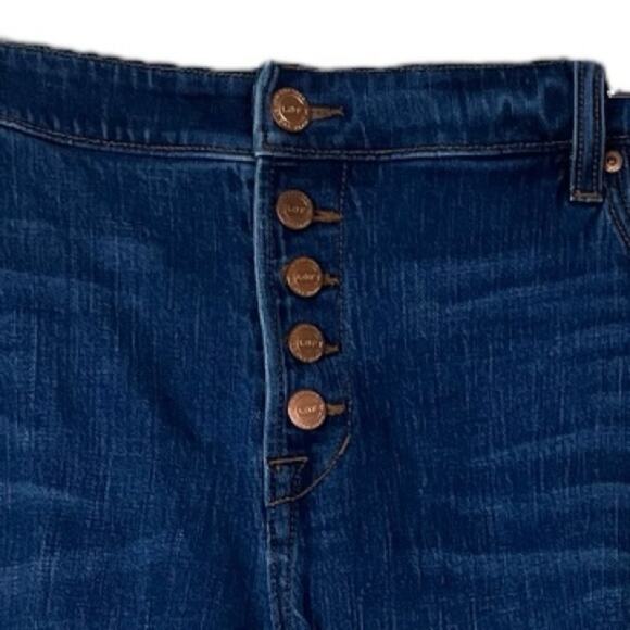 LOFT Plus Shorts Cut Offs Button Fly Raw Hem Mid Rise Dark Wash Women’s Size 22 - Picture 4 of 8